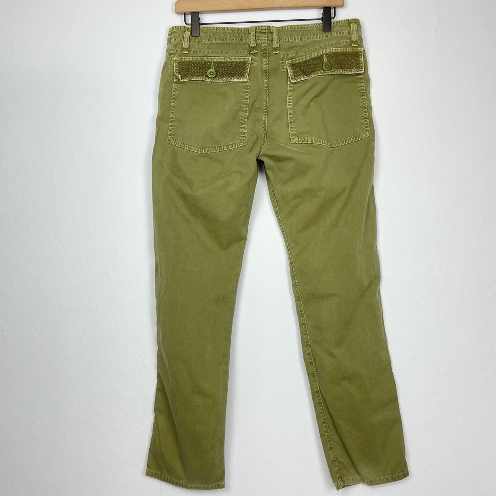 Current/Elliot Olive Green Studded Pocket Straight Leg Pants
